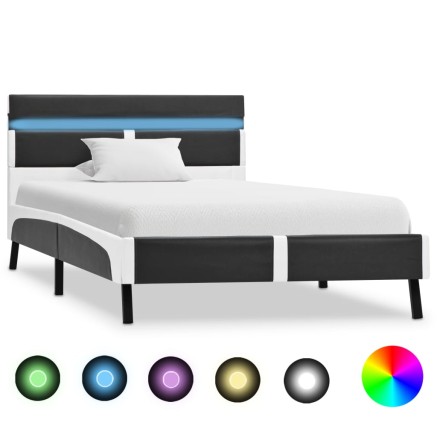 Cadre de lit avec LED sans matelas gris similicuir 90x200 cm