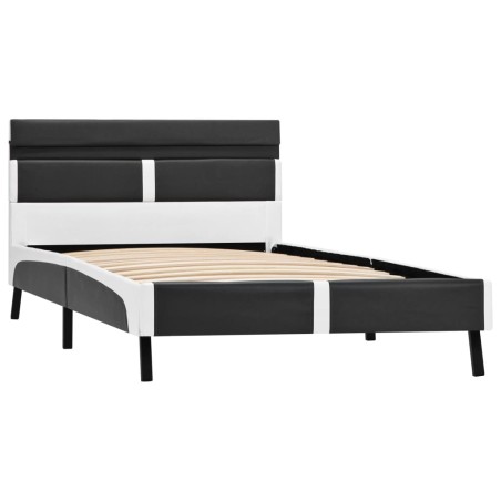 Cadre de lit avec LED sans matelas gris similicuir 90x200 cm