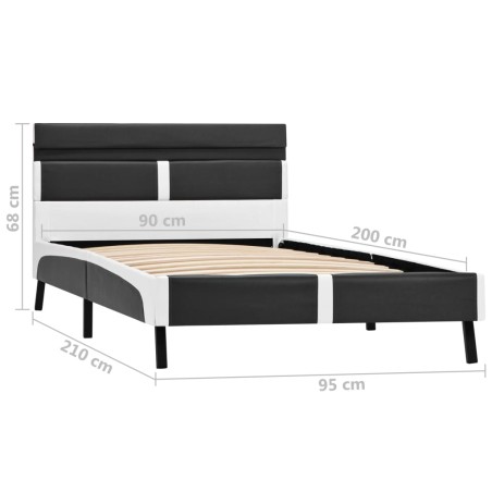 Cadre de lit avec LED sans matelas gris similicuir 90x200 cm