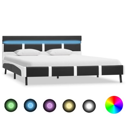 Cadre de lit avec LED sans matelas gris similicuir 140x200 cm