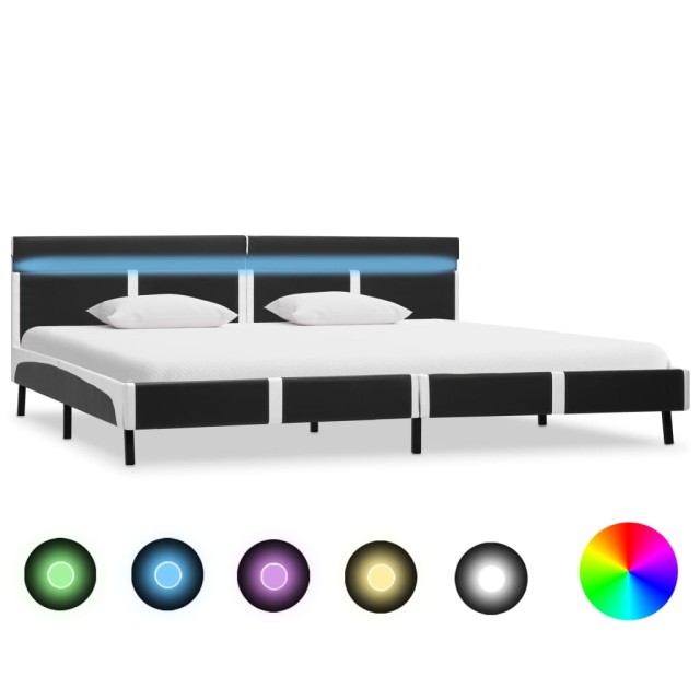 Cadre de lit avec LED sans matelas Gris Similicuir 180x200 cm