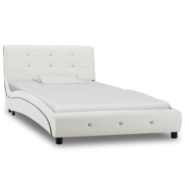 Cadre de lit sans matelas blanc similicuir 90x200 cm