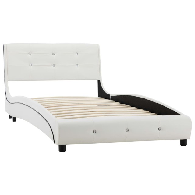 Cadre de lit sans matelas blanc similicuir 90x200 cm