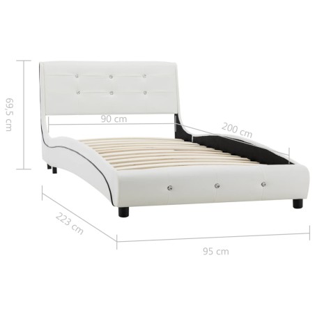 Cadre de lit sans matelas blanc similicuir 90x200 cm