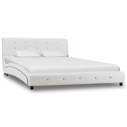 Cadre de lit sans matelas blanc similicuir 140x200 cm