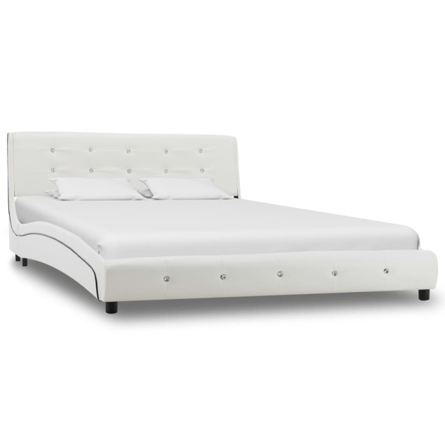 Cadre de lit sans matelas blanc similicuir 140x200 cm