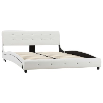 Cadre de lit sans matelas blanc similicuir 140x200 cm 2