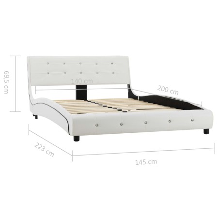 Cadre de lit sans matelas blanc similicuir 140x200 cm