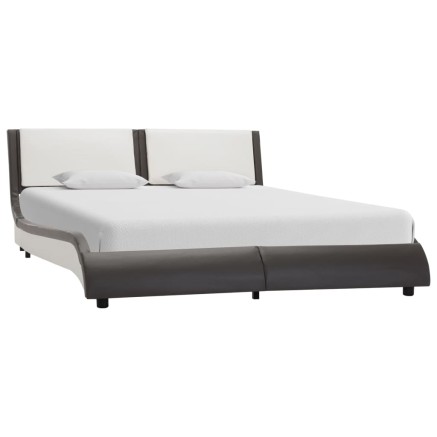 Cadre de lit avec LED sans matelas Gris et blanc 120 x 190 cm 2