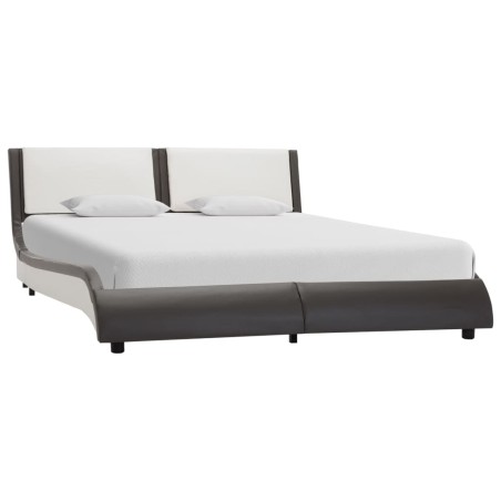 Cadre de lit avec LED sans matelas Gris et blanc 120 x 190 cm