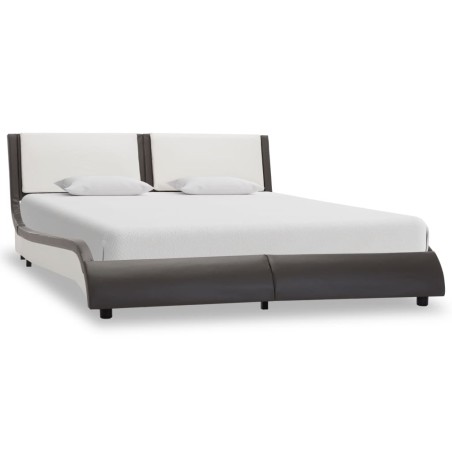 Cadre de lit avec LED sans matelas Gris et blanc 120 x 190 cm