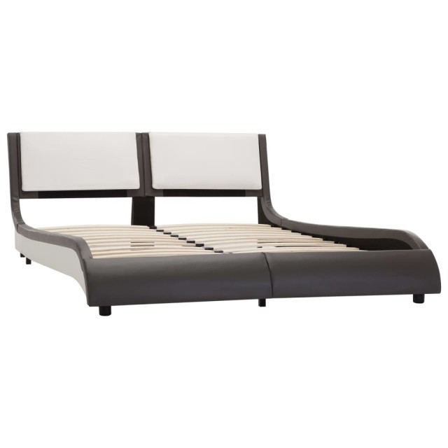 Cadre de lit avec LED sans matelas Gris et blanc 120 x 190 cm