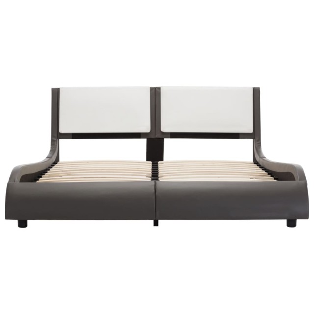 Cadre de lit avec LED sans matelas Gris et blanc 120 x 190 cm