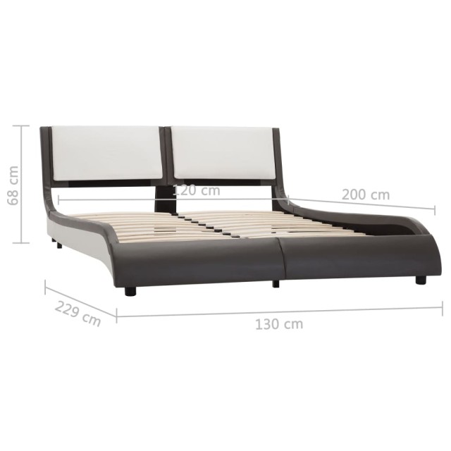 Cadre de lit avec LED sans matelas Gris et blanc 120 x 190 cm