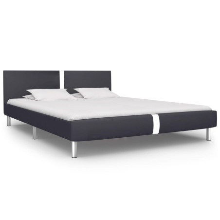 Cadre de lit sans matelas noir similicuir 120x200 cm