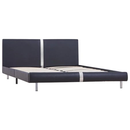 Cadre de lit sans matelas noir similicuir 120x200 cm