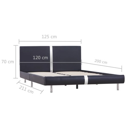 Cadre de lit sans matelas noir similicuir 120x200 cm