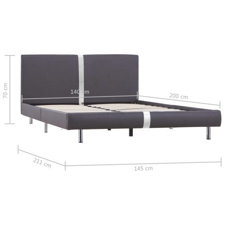 Cadre de lit sans matelas gris similicuir 140x200 cm