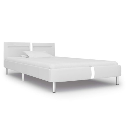 Cadre de lit avec LED sans matelas blanc similicuir 90x200 cm 2