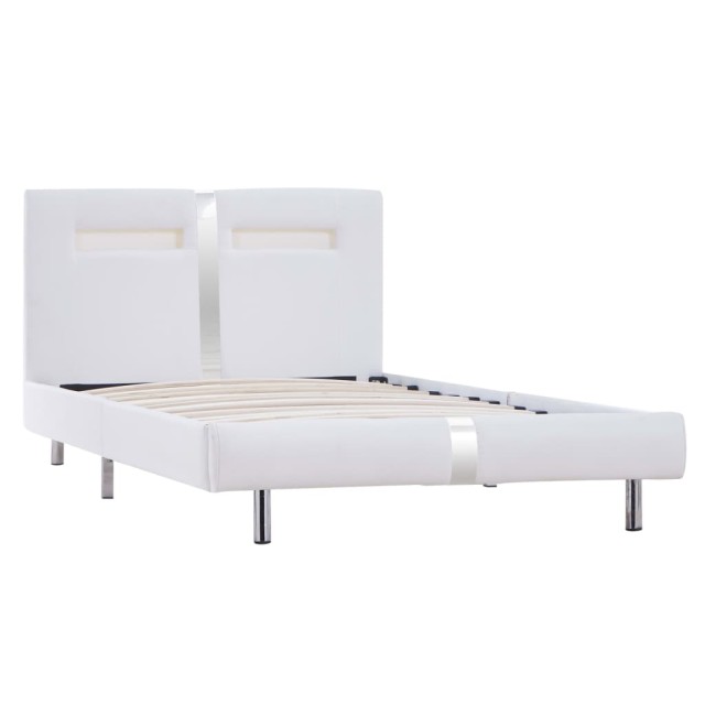 Cadre de lit avec LED sans matelas blanc similicuir 90x200 cm