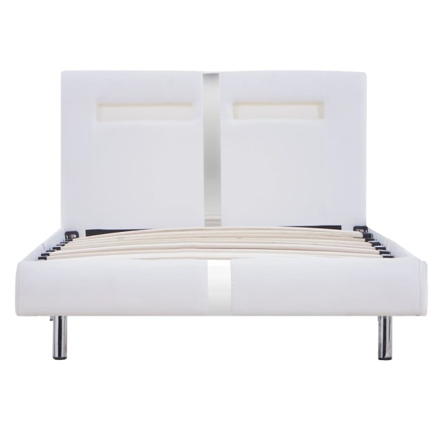 Cadre de lit avec LED sans matelas blanc similicuir 90x200 cm