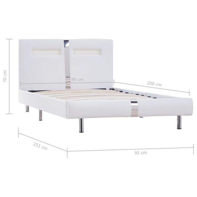 Cadre de lit avec LED sans matelas blanc similicuir 90x200 cm