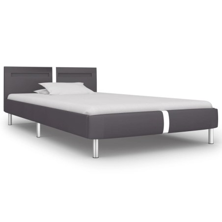 Cadre de lit avec LED sans matelas gris similicuir 90x200 cm