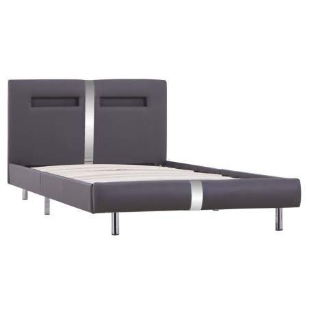 Cadre de lit avec LED sans matelas gris similicuir 90x200 cm
