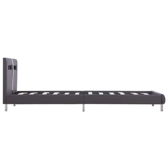 Cadre de lit avec LED sans matelas gris similicuir 90x200 cm