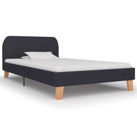Cadre de lit sans matelas gris foncé tissu 90x200 cm