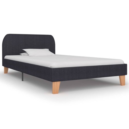 Cadre de lit sans matelas gris foncé tissu 90x200 cm