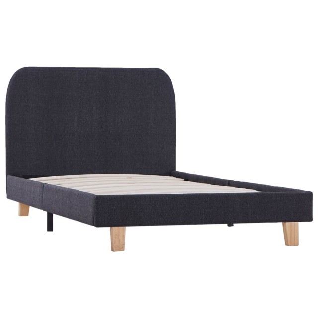 Cadre de lit sans matelas gris foncé tissu 90x200 cm