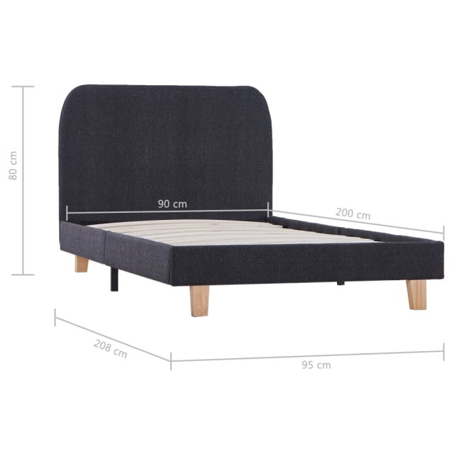 Cadre de lit sans matelas gris foncé tissu 90x200 cm