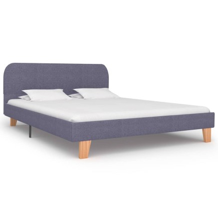 Cadre de lit sans matelas gris clair tissu 140x200 cm
