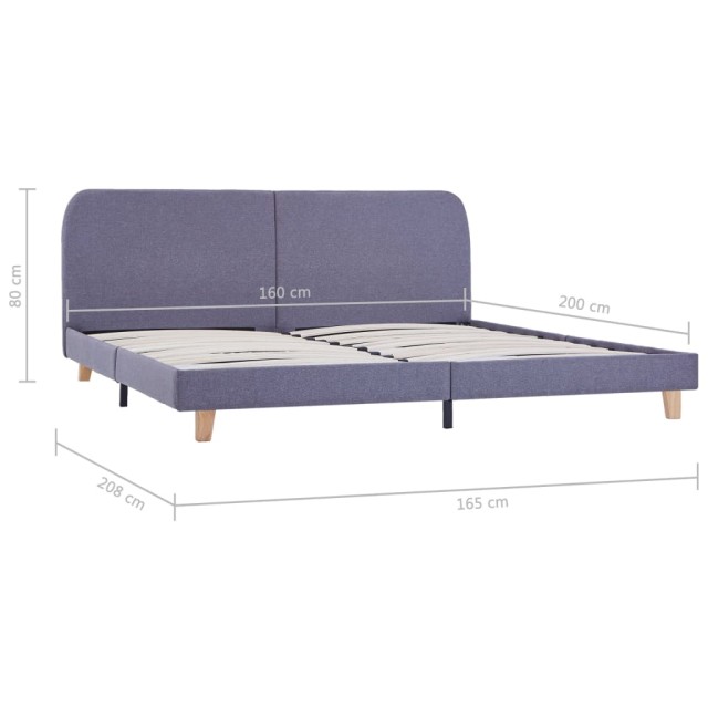Cadre de lit sans matelas gris clair tissu 160x200 cm
