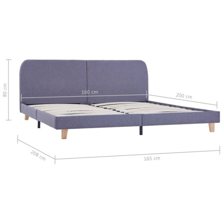 Cadre de lit sans matelas gris clair tissu 160x200 cm