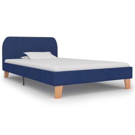 Cadre de lit sans matelas bleu tissu 90x200 cm