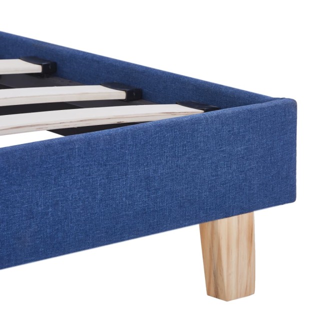 Cadre de lit sans matelas bleu tissu 90x200 cm