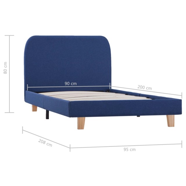 Cadre de lit sans matelas bleu tissu 90x200 cm
