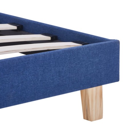 Cadre de lit sans matelas bleu tissu 140x200 cm