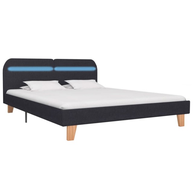 Cadre de lit avec LED sans matelas gris foncé tissu 180x200 cm