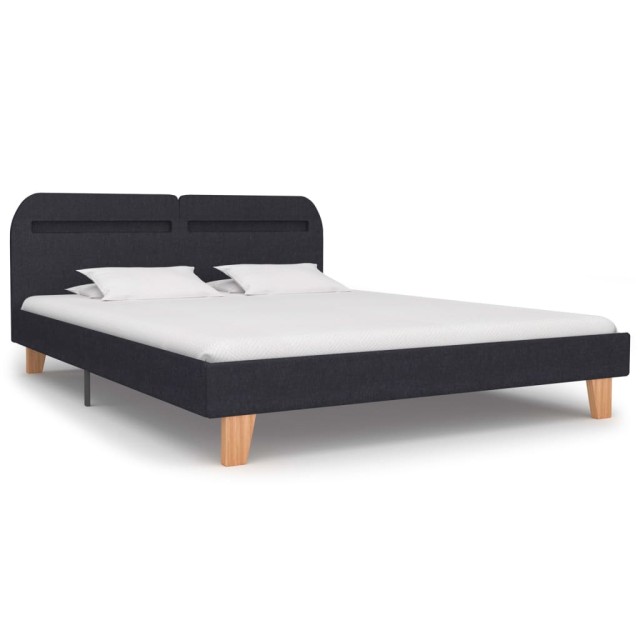 Cadre de lit avec LED sans matelas gris foncé tissu 180x200 cm