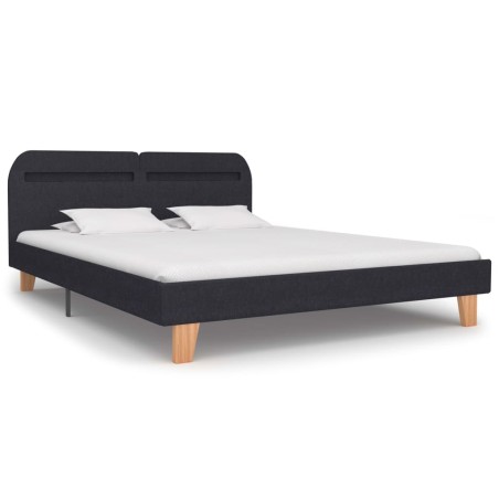 Cadre de lit avec LED sans matelas gris foncé tissu 180x200 cm