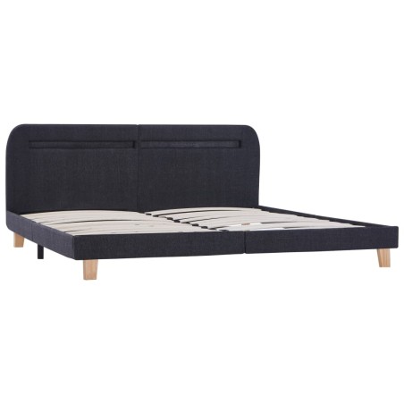 Cadre de lit avec LED sans matelas gris foncé tissu 180x200 cm