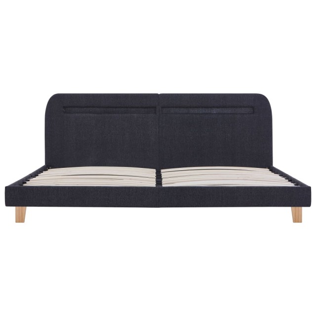 Cadre de lit avec LED sans matelas gris foncé tissu 180x200 cm