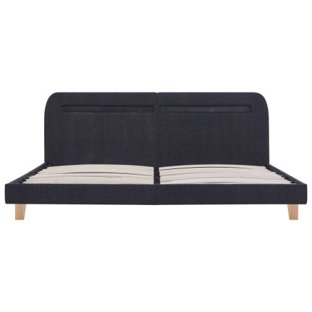 Cadre de lit avec LED sans matelas gris foncé tissu 180x200 cm