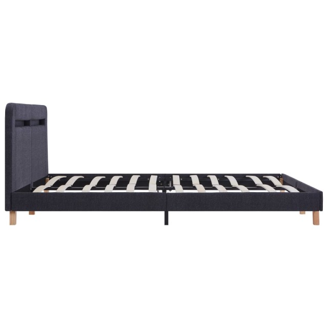 Cadre de lit avec LED sans matelas gris foncé tissu 180x200 cm