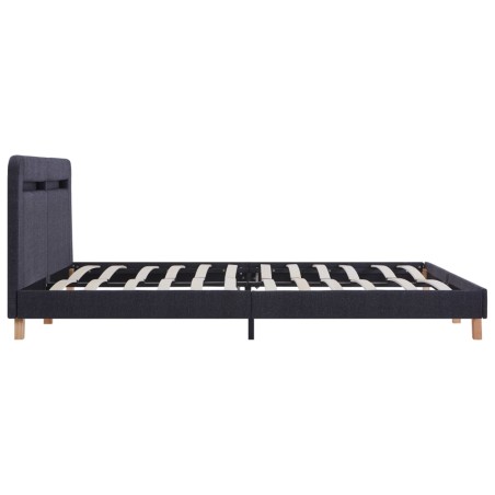 Cadre de lit avec LED sans matelas gris foncé tissu 180x200 cm