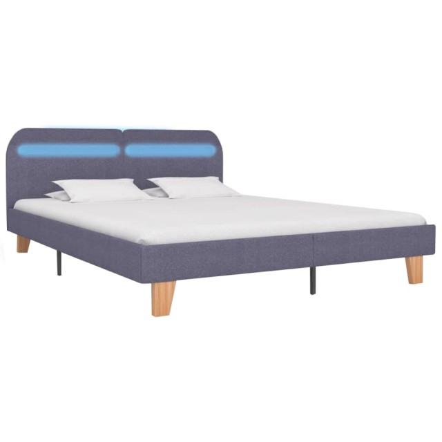 Cadre de lit avec LED sans matelas gris clair tissu 160x200 cm