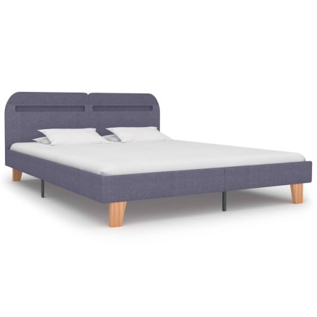 Cadre de lit avec LED sans matelas gris clair tissu 160x200 cm